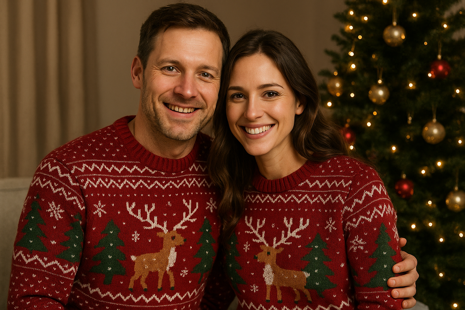 matching christmas sweaters - Illustration